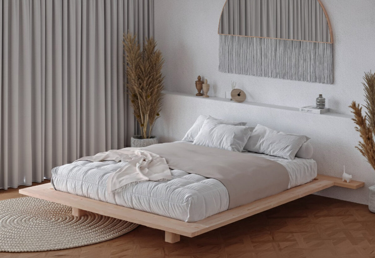 מיטת עץ טבעי - דגם "טוקיו"